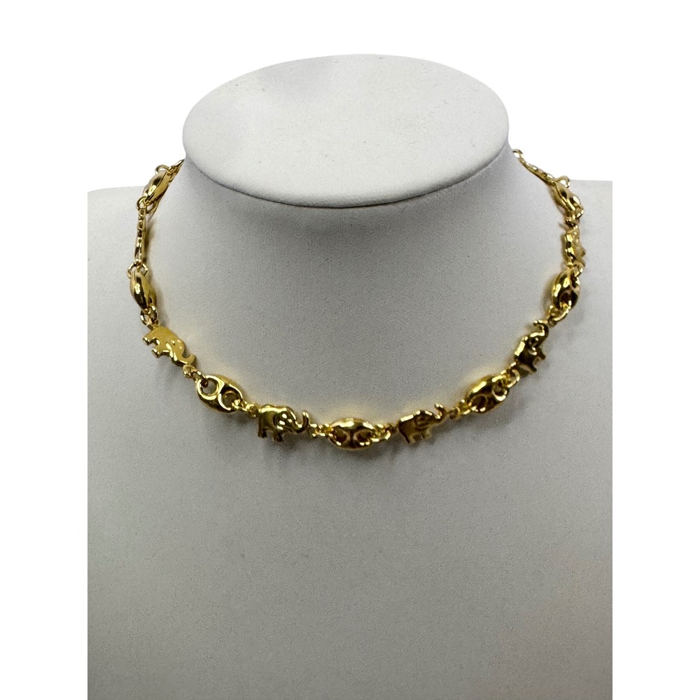 Gold Tone Elephant‎ Link Bracelet Polished Animal Charm Y2K Minimalist